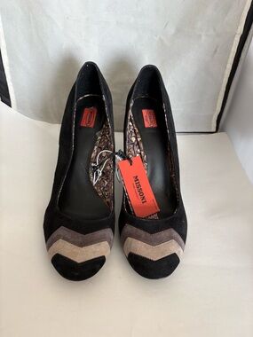 NWT Missoni for target Black faux Suede Chevron Accent Pumps 11